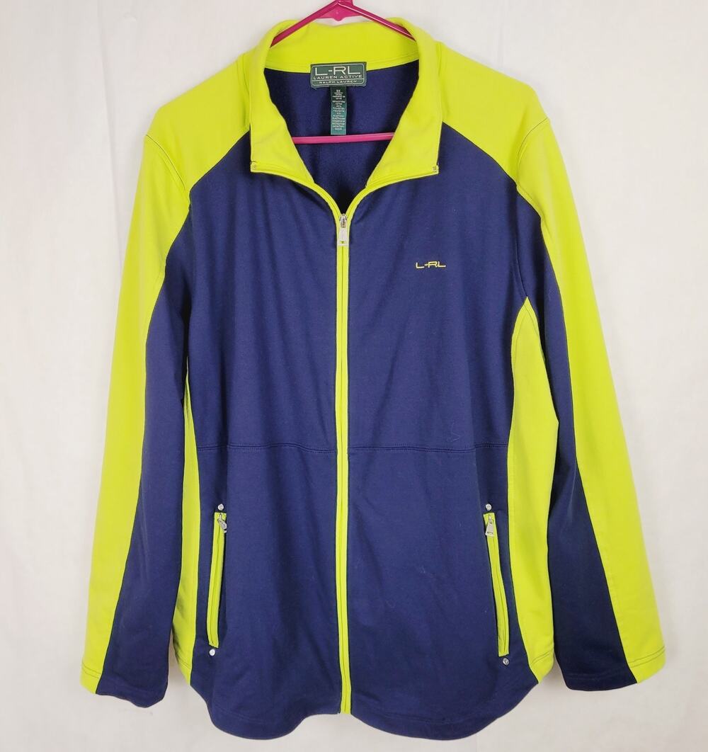 LRL Lauren Ralph Lauren Active blue and neon green full zip jacket Size 3X